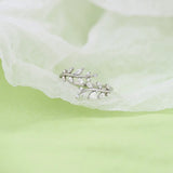 925 Silver Zircon Open Branch Leaf Adjustable Ring Wedding Party Jewelry
