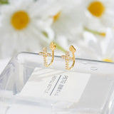 925 Silver Cross Earrings for Women Earclip Jewelry