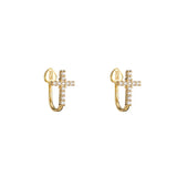 925 Silver Cross Earrings for Women Earclip Jewelry