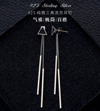 925 Silver Triangle Stud Earrings Women Girls Party Gift Female Jewelry