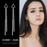 925 Silver Triangle Stud Earrings Women Girls Party Gift Female Jewelry