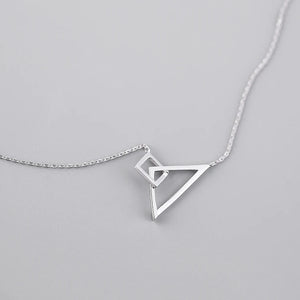 925 Silver Triangular square Pendant Necklace for Women