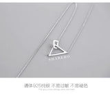 925 Silver Triangular square Pendant Necklace for Women