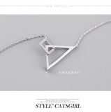 925 Silver Triangular square Pendant Necklace for Women