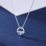 925 Sterling Silver Zircon Necklace & Pendant Set Women Lady Gift