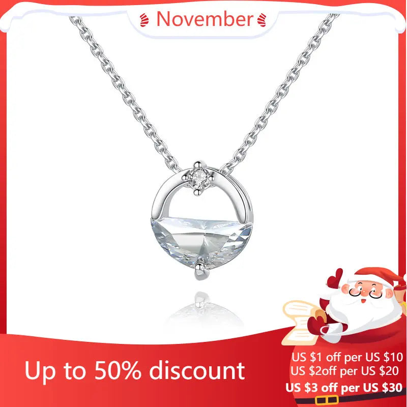 925 Silver Zircon Necklace Pendant Women Lady Gift