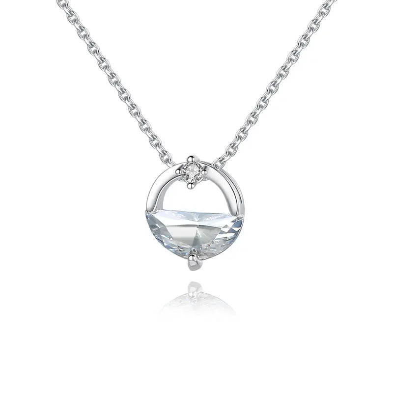 925 Sterling Silver Zircon Necklace & Pendant Set Women Lady Gift