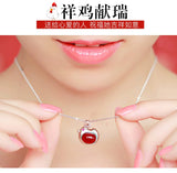 925 Silver Zircon Chicken Necklace Pendant Jewelry for Women