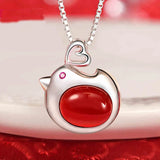 925 Silver Zircon Chicken Necklace Pendant Jewelry for Women