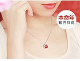 925 Silver Zircon Chicken Necklace Pendant Jewelry for Women