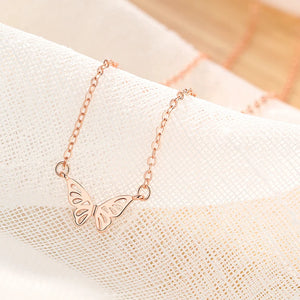 925 Sterling Silver Butterfly Pendant Necklace Women Lady Gift