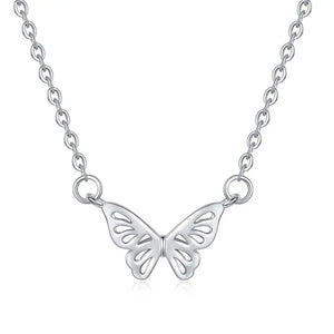 925 Sterling Silver Butterfly Pendant Necklace Women Lady Gift