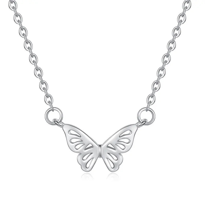 925 Sterling Silver Butterfly Pendant Necklace Women Lady Gift