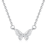 925 Sterling Silver Butterfly Pendant Necklace Women Lady Gift