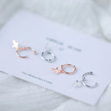 925 Silver Cross Earrings Women Couple Small Contracted Earrings