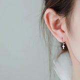 925 Silver Cross Earrings Women Couple Small Contracted Earrings