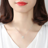 925 Silver Daisy Necklace Pendant Women Lady Gift