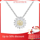 925 Silver Daisy Necklace Pendant Women Lady Gift