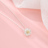 925 Silver Daisy Necklace Pendant Women Lady Gift
