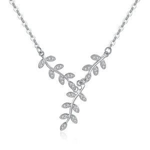 925 Silver Leaves Necklace Pendant Gift for Women