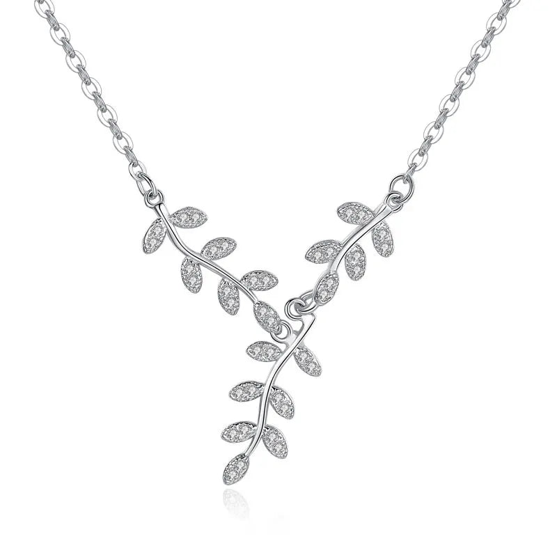 925 Silver Leaves Necklace Pendant Gift for Women