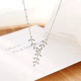 925 Silver Leaves Necklace Pendant Gift for Women