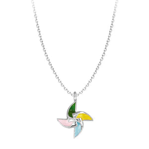 925 Silver Windmill Pendant Necklace for Women