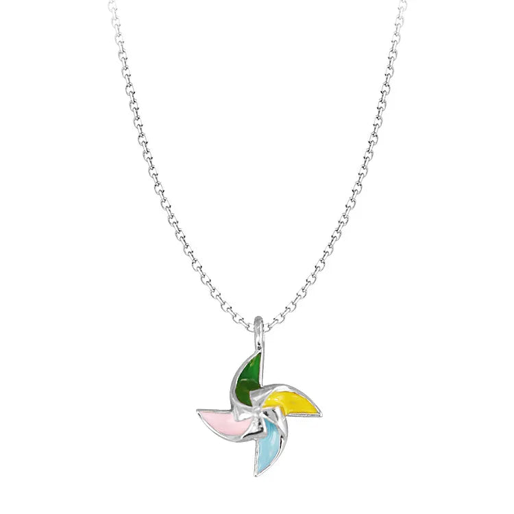 925 Silver Windmill Pendant Necklace for Women