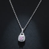 925 Silver Zircon Lock Pendant Necklace Statement Jewelry for Women