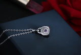 925 Silver Zircon Lock Pendant Necklace Statement Jewelry for Women