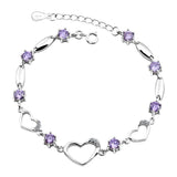 Heart Zircon Bracelet 925 Sterling Silver Jewelry