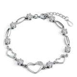 Heart Zircon Bracelet 925 Sterling Silver Jewelry