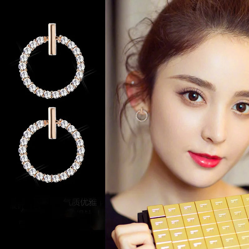 925 Silver Lucky Zircon Stud Earrings Original Jewelry Gift