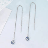 Long 925 Silver Evil Earrings Women's Jewelry