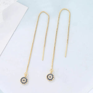 Long 925 Silver Evil Earrings Women's Jewelry