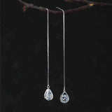 Long Water Drop 925 Silver Earrings for Women
