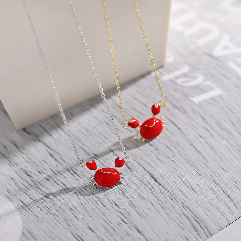 925 Silver Crab Choker Necklace for Women Girls Wedding Statement Jewelry