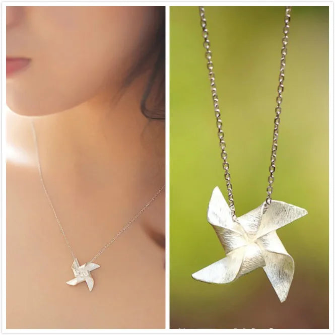 925 Silver Windmill Choker Necklace for Women Wedding Girls