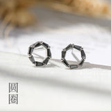 Circle Earrings 925 Sterling Silver Women Statement Jewelry Brincos Pendientes