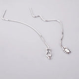 925 Silver Long Cat Fish Earrings Hot Jewelry