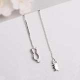 925 Silver Long Cat Fish Earrings Hot Jewelry