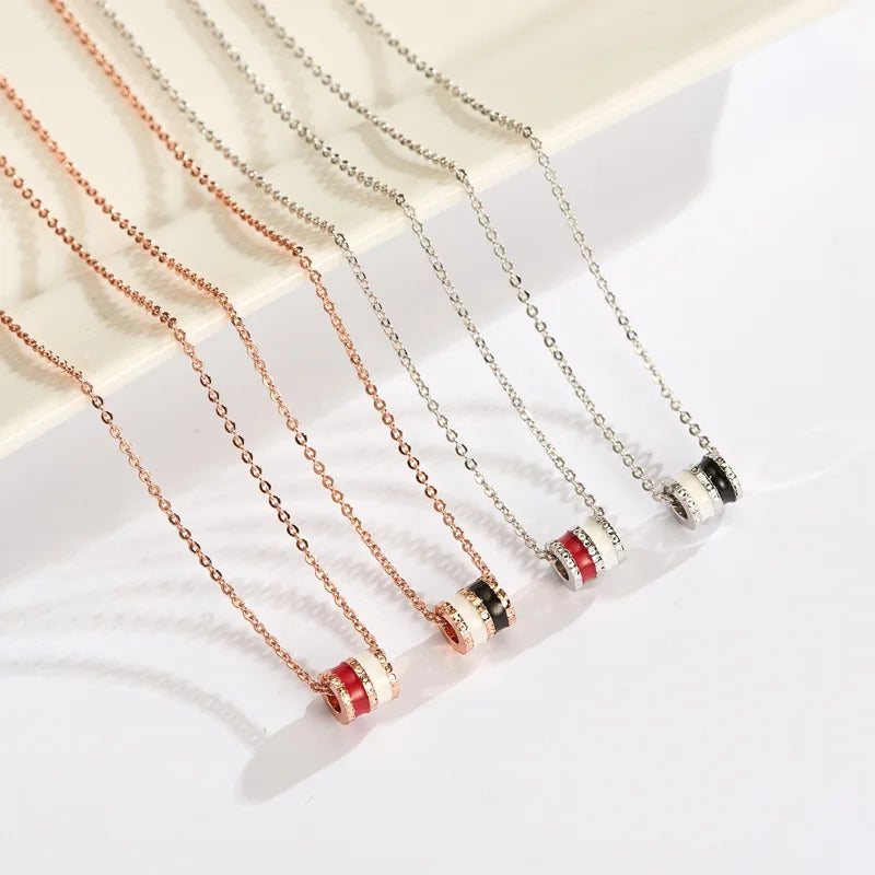 925 Silver Cylindrical Pendant Necklace For Women