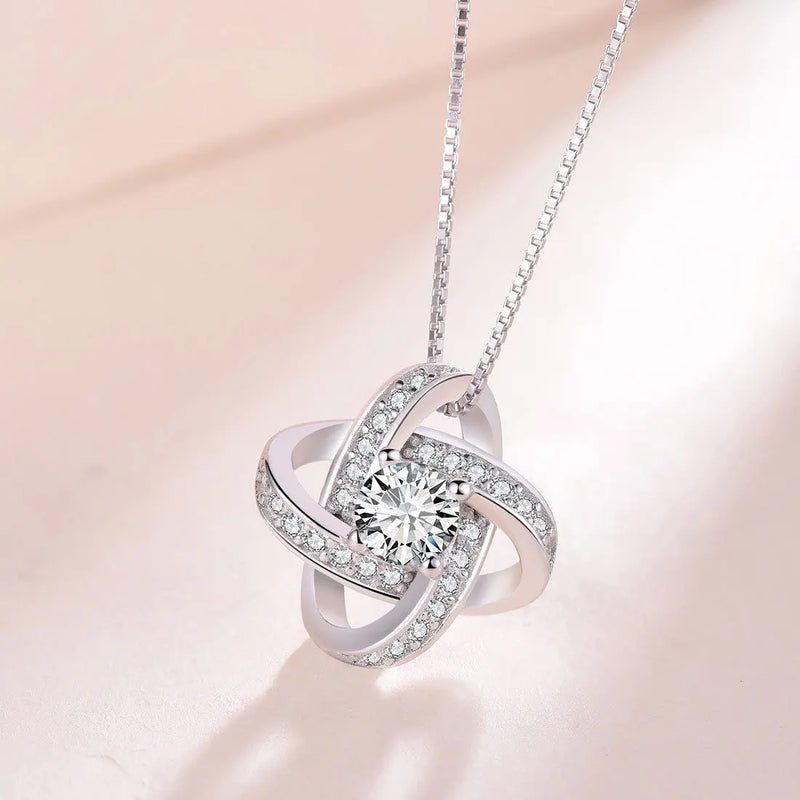 925 Silver Crystal Clover Necklace Pendant - Women's Jewelry