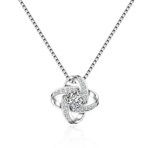 925 Silver Crystal Clover Necklace Pendant - Women's Jewelry