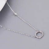 925 Sterling Silver Crystal Round Necklace Pendant for Women