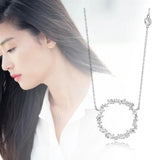 925 Sterling Silver Crystal Round Necklace Pendant for Women