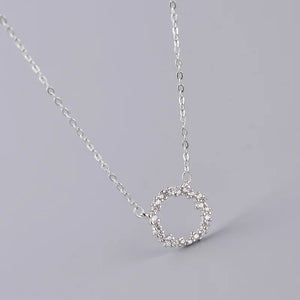 925 Sterling Silver Crystal Round Necklace Pendant for Women