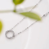 925 Sterling Silver Crystal Round Necklace Pendant for Women
