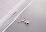 925 Silver Crystal Flower Necklace for Women