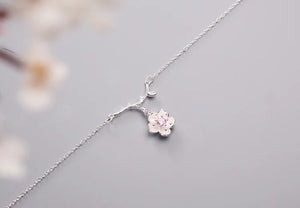 925 Sterling Silver Crystal Flower Necklace Pendant